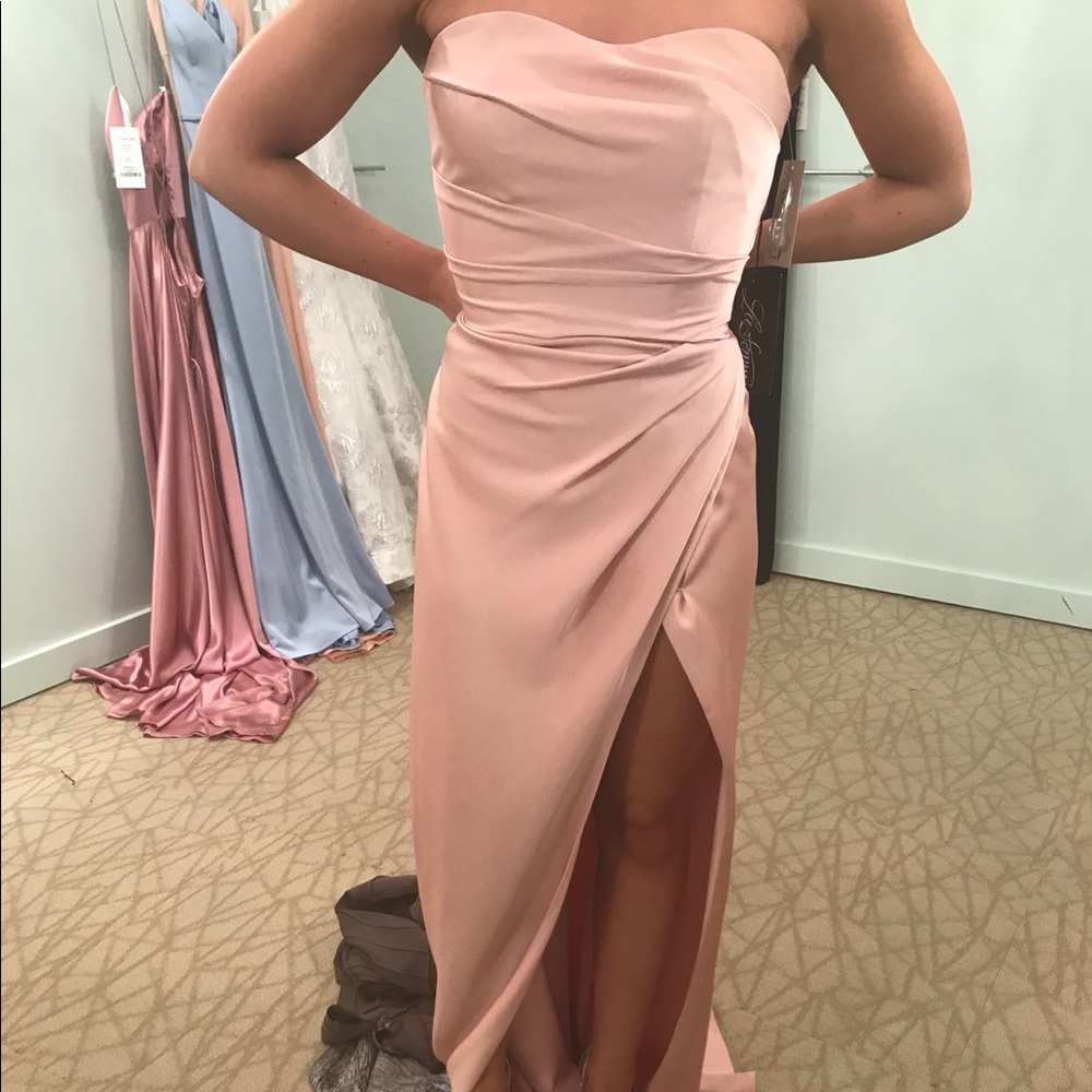 Strapless blush prom dress, size 0
